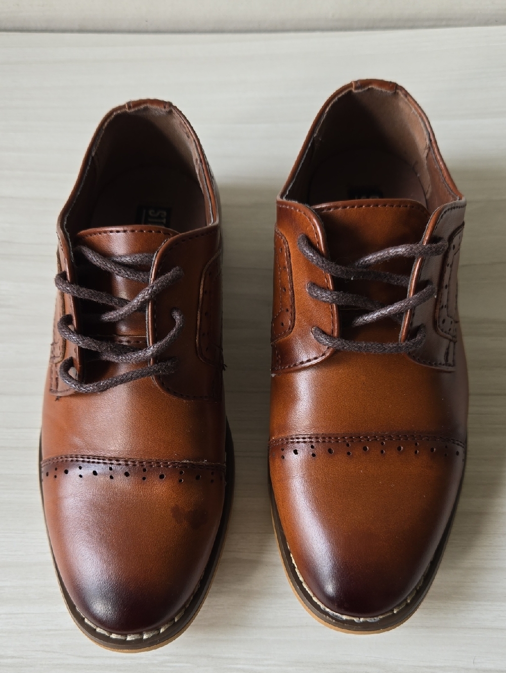 Stacy Adams Two-tone Brown Leather Derby Shoes For Boys Size 10M